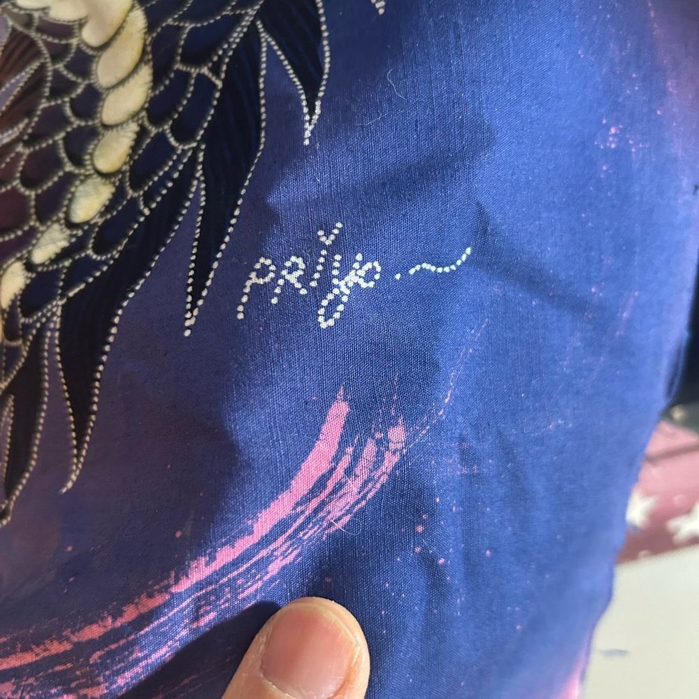 Dragon multicolor Rainbow indonesian Batik Panel Priyo 28" X 34.5” - Picture 8 of 14